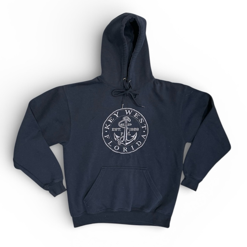 Key West Florida Anchor Hoodie Sweatshirt M Navy Blue Beach Coastal